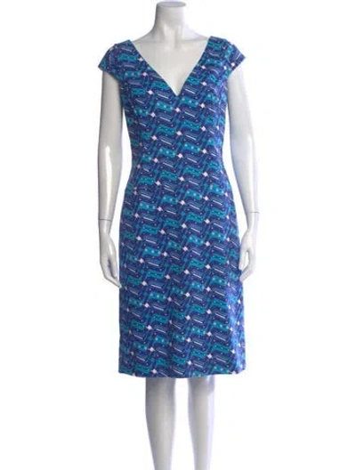Pre-owned Tuleh Printed Knee-length Dress In Blue