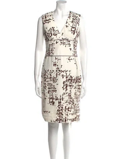 Pre-owned Tuleh Printed Knee-length Dress In Brown