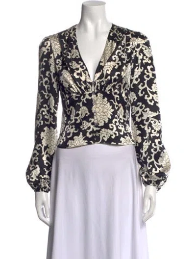 Pre-owned Tuleh Printed V-neck Blouse In Multi