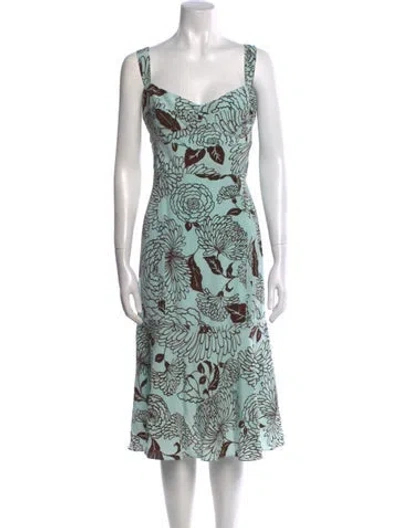 Pre-owned Tuleh Silk Midi Length Dress In Multi