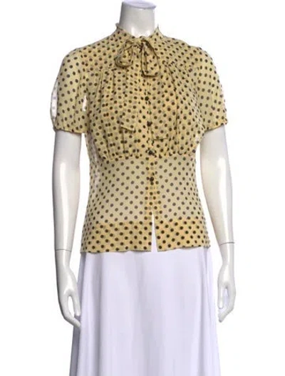 Pre-owned Tuleh Silk Polka Dot Print Blouse In Multi