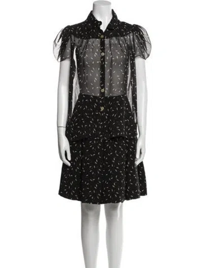 Pre-owned Tuleh Silk Printed Skirt Set In Black