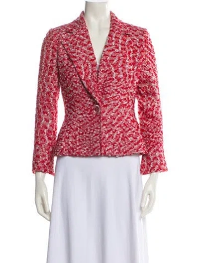 Pre-owned Tuleh Tweed Pattern Blazer In Red