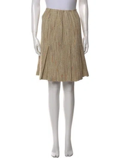 Pre-owned Tuleh Tweed Pattern Knee-length Skirt In Brown