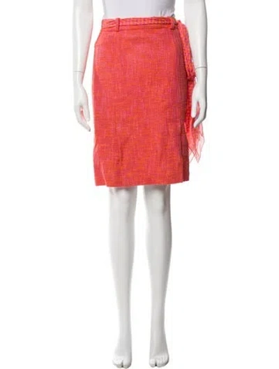 Pre-owned Tuleh Tweed Pattern Knee-length Skirt In Red