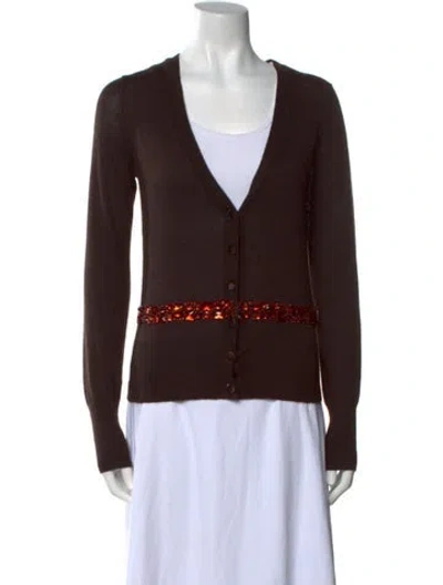 Pre-owned Tuleh Wool V-neck Crop Top In Brown