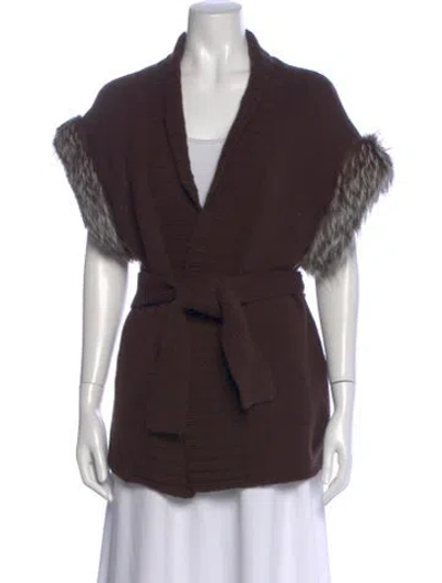 Pre-owned Tuleh Wool V-neck Sweater In Brown