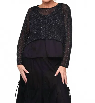 Tulip Clothing Arabella Topper In Black/white Mesh In Multi
