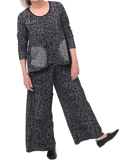 Tulip Clothing Ariella Pant In Black Squiggle In Blue
