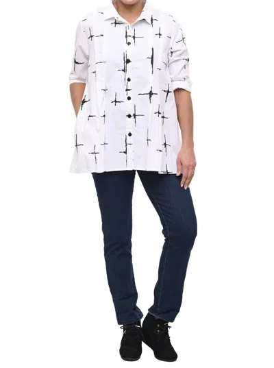 Tulip Clothing Blythe Button Down Blouse In White Galaxy