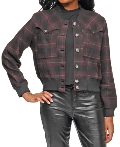 Tulip Clothing Bobbi Long Sleeve Bomber Jacket In Stockholm Flannel In Multi