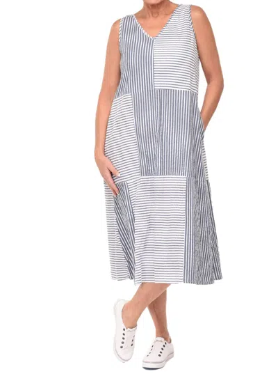 TULIP CLOTHING BRIDGIT DRESS IN MARINA WHITE SEERSUCKER STRIPE