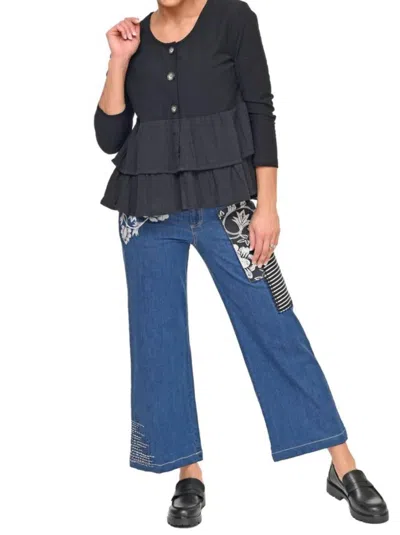 Tulip Clothing Cherub Scoop Neck Cardigan In Black In Blue