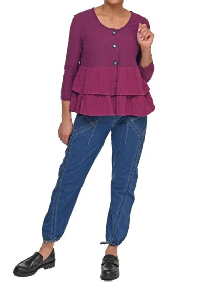 Tulip Clothing Cherub Scoop Neck Cardigan In Mulberry In Purple