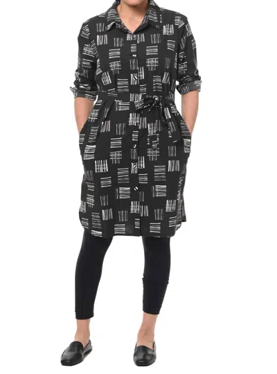 Tulip Clothing Clara Button Down Dress In Hash Tags In Black