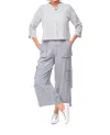Tulip Clothing Dakota Jacket Top In White Marina Seersucker Stripe In Gray