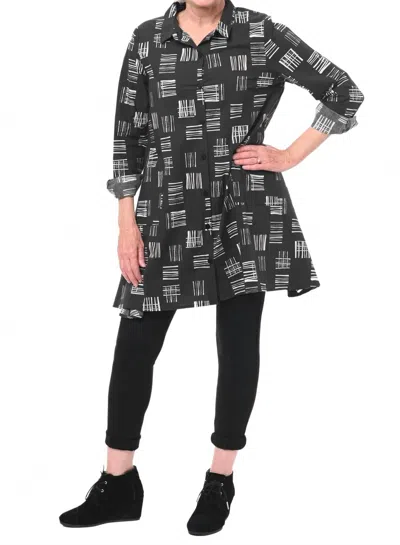 Tulip Clothing Destin Button Down Tunic In Hash Tags In Black