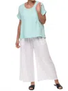 Tulip Clothing Destination Short Sleeve Top In Aqua In Blue