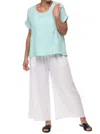 Tulip Clothing Destination Short Sleeve Top In Aqua In Blue