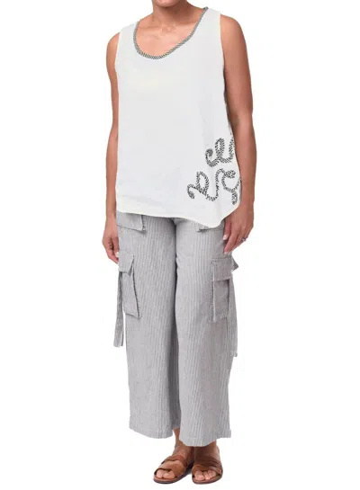 Tulip Clothing Eileen Top In White/ticking In Multi