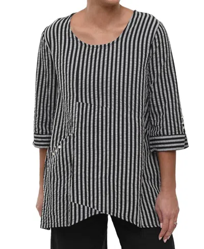 Tulip Clothing Everley Top In Harrison Seersucker Stripe In Black