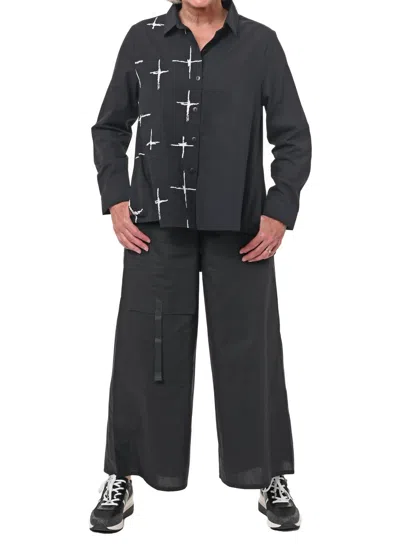 Tulip Clothing Farrah Button Down Shirt In Black Galaxy