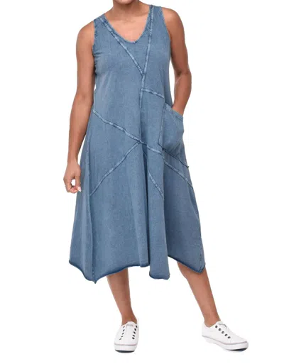 Tulip Clothing Garrison Sleeveless Dress In Denim Lycra In Blue