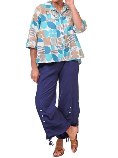 Tulip Clothing Grayson Three Quarter Sleeve Top In Geo Candy In Multi