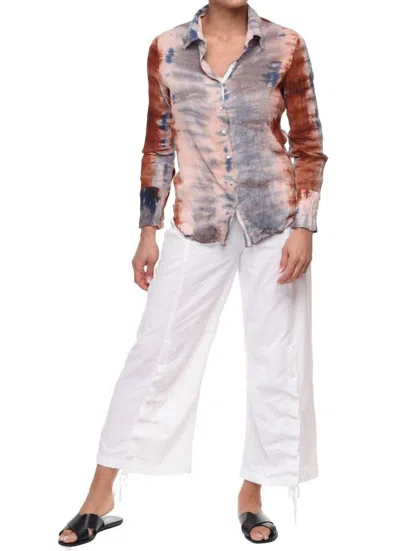 Tulip Clothing Gretchen Button Down Blouse In Havana In Brown