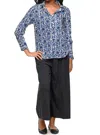 Tulip Clothing Gretchen Button Down In Blue Batik In Blue