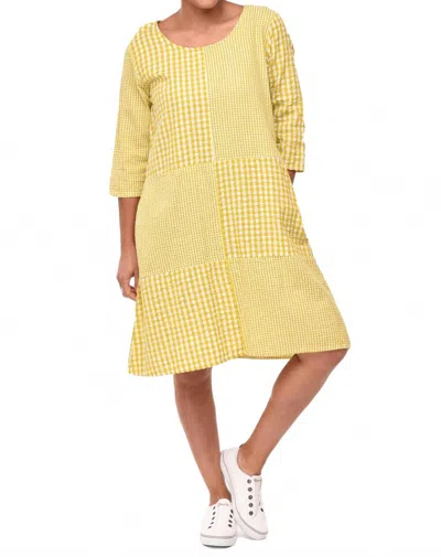 Tulip Clothing Jada Dress In Goldfish Checks In Yellow
