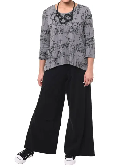 Tulip Clothing Kelly Roll Neckline Top In Canyon Etching In Gray