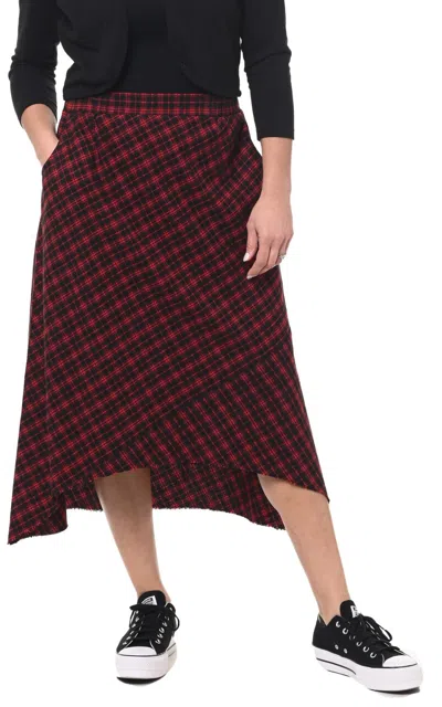 Tulip Clothing Kenji Midi Skirt In Plaid In Multi