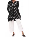 Tulip Clothing Lauryn Button Down Tunic Shirt In Black Mini Xo