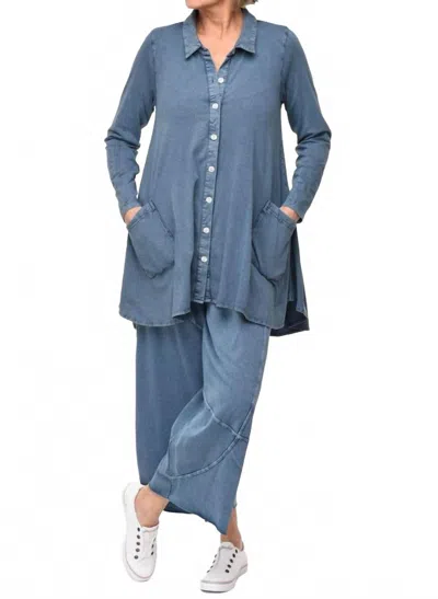 Tulip Clothing Lauryn Large Front Pocket Blouse In Denim In Multi