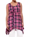 Tulip Clothing Libby Top In Azalea Plaid In Multi