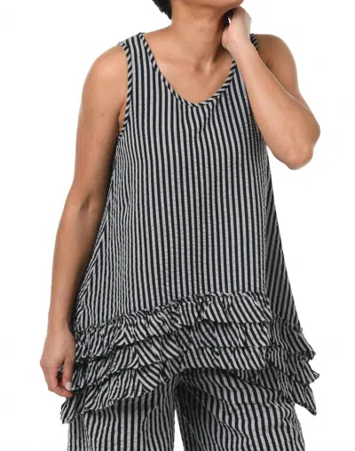 Tulip Clothing Lily Tank In Harrison Seersucker Stripe In Black