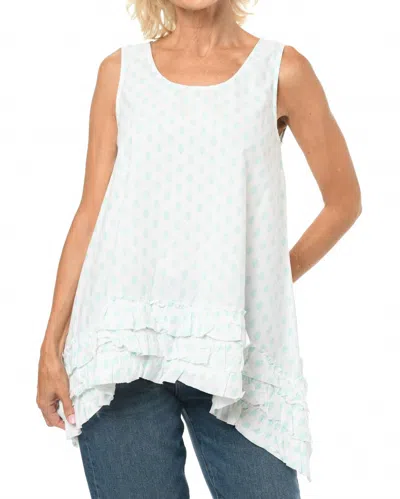 Tulip Clothing Lily Top In Aqua Leaf In White