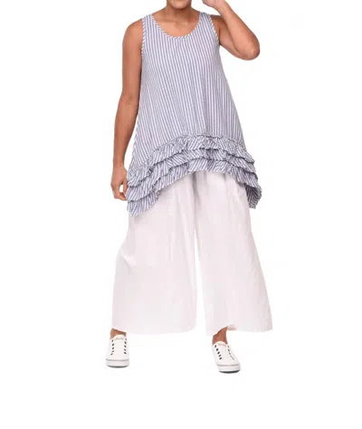 Tulip Clothing Lily Top In Peri White Seersucker Stripe In Blue