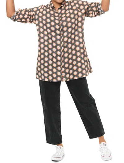 Tulip Clothing Logan Button Down Top In Apricot Gypsy In Gray