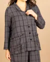 Tulip Clothing Long Sleeve Funky Edge Jacket In Brown Black Plaid