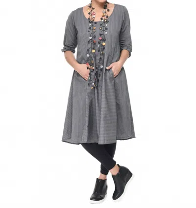 Tulip Clothing Mel Midi Dress In Rockefeller Stripe In Gray