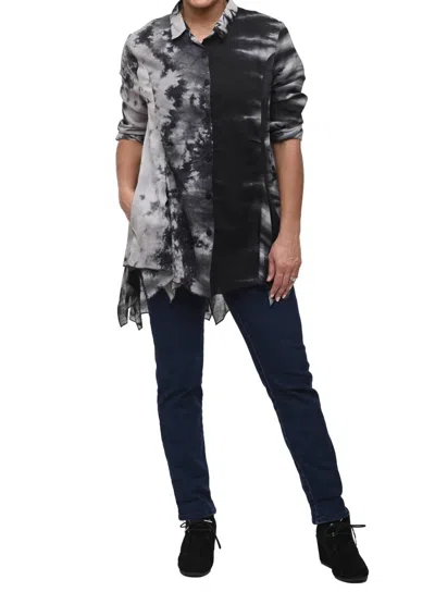 Tulip Clothing Mia Button Down Top In Morocco Tie Dye In Black