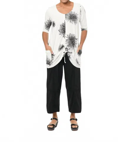 Tulip Clothing Murray Tunic Top In Ivory Scribble In White