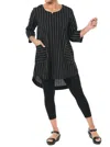 Tulip Clothing Paloma Tunic Top In Kensington Stripe In Black