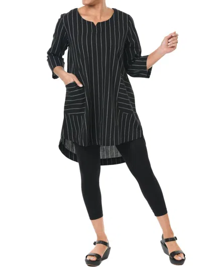 Tulip Clothing Paloma Tunic Top In Kensington Stripe In Black