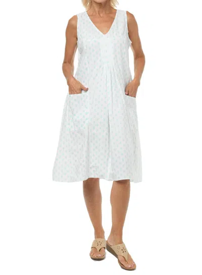 Tulip Clothing Poppie Dress In Aqua Leaf In White