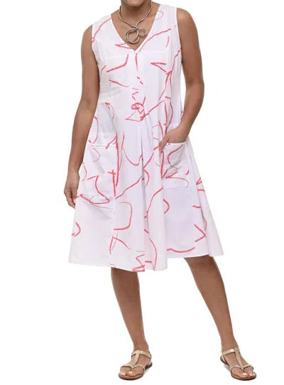 Tulip Clothing Poppie Sleeveless Dress In Hibiscus Ribbon In White