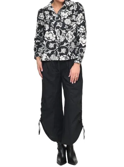 Tulip Clothing Sadie Harvest Floral Blouse In Black/ivory In Blue