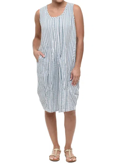 Tulip Clothing Santa Fe Dress In Murphy Seersucker Stripe In Gray